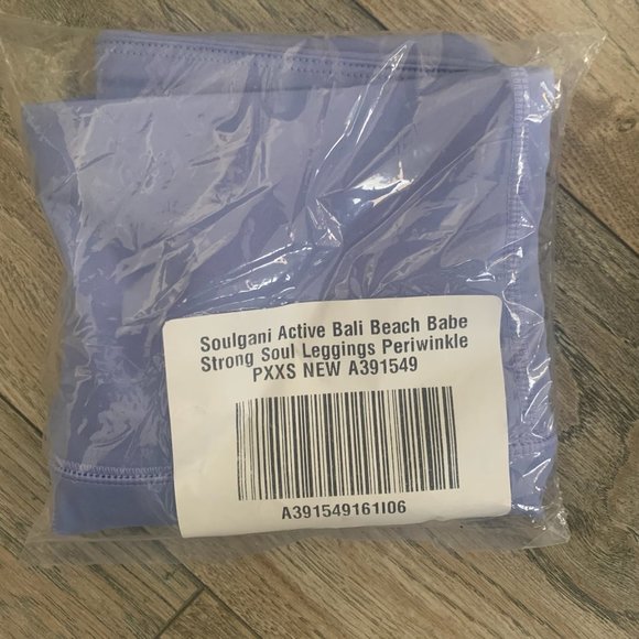 NWT SOULGANI ACTIVE BALI BEACH BABE STRONG SOUL LEGGINGS PERIWINKLE PXS, PXXS PM - Picture 6 of 9